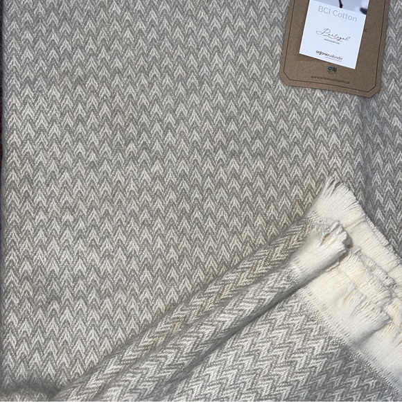 Antonio Salgado Throw Blanket BCI Cotton Blend Herringbone 50x67” Made Portugal - Picture 9 of 11